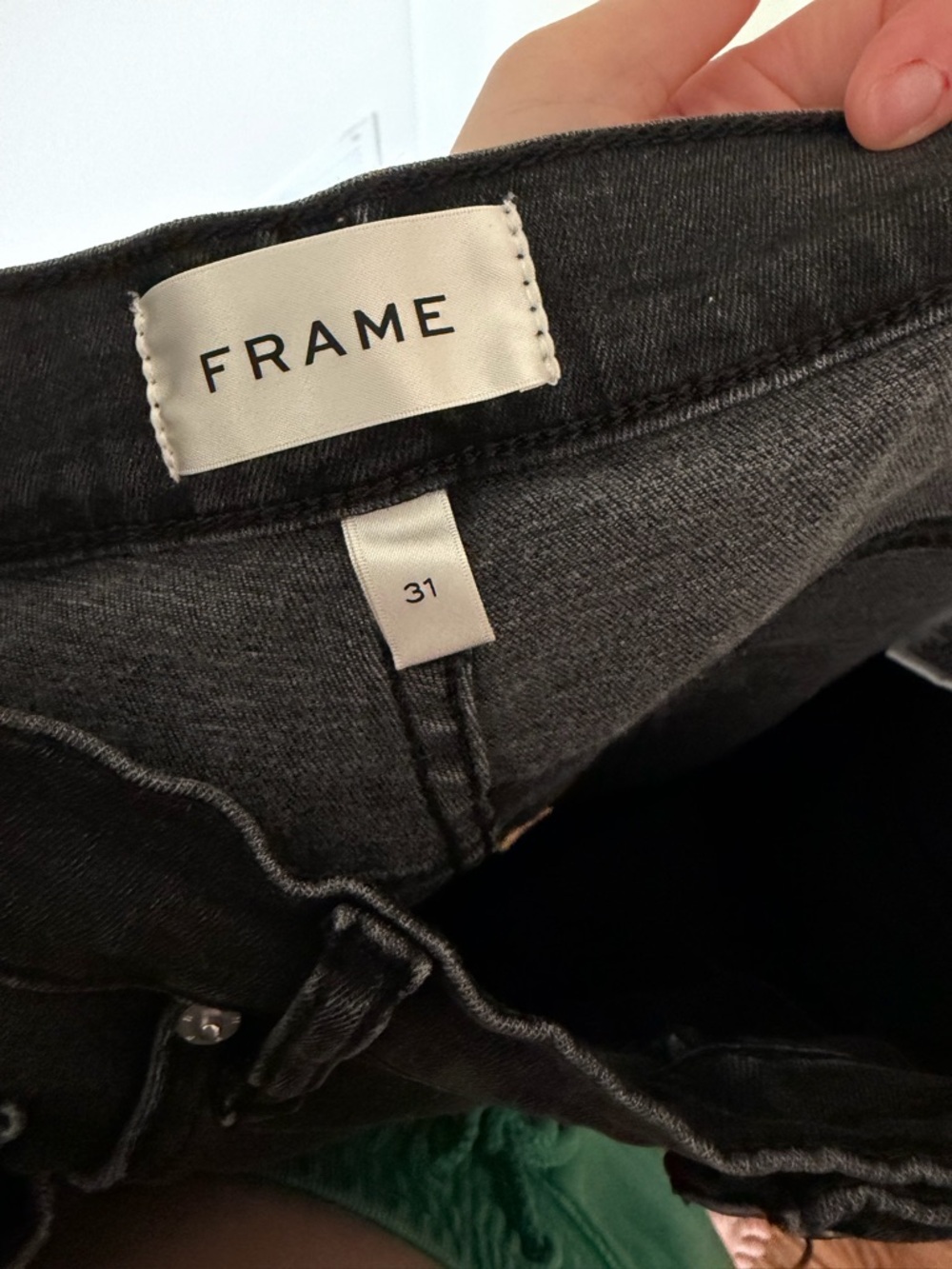 FRAME Black Washed Slim Straight Jeans Size 31 Stretch Denim Mid Rise - Picture 4 of 5